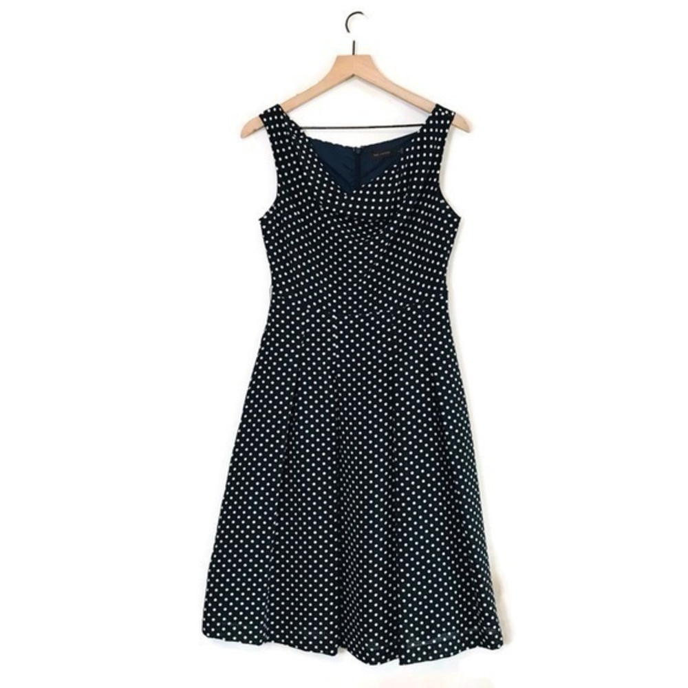 The Limited Navy White Polka Dot Sleeveless Fit N Flare Dress Women’s size 4 SM